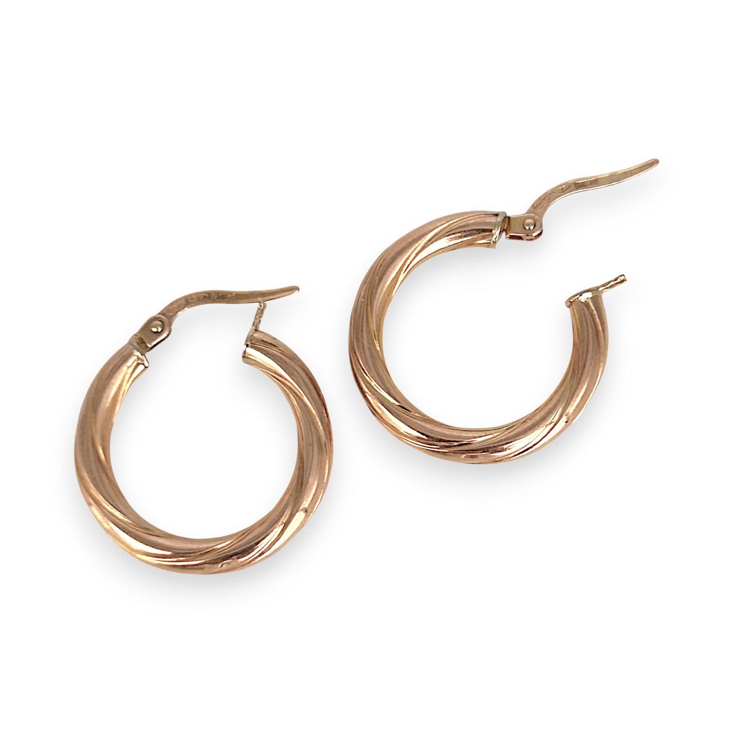 GOLD DEAL | 9ct (9K) Rose Gold Twist Radiance - Hoop Earrings Refurbished 21.4mm