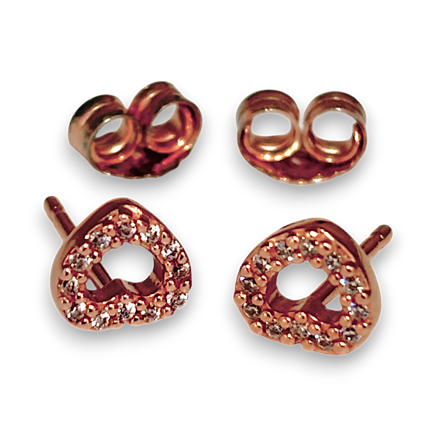 GOLD DEAL | 14ct (14K) Rose Gold Plated Silver Pandora Open Heart Stud Earrings