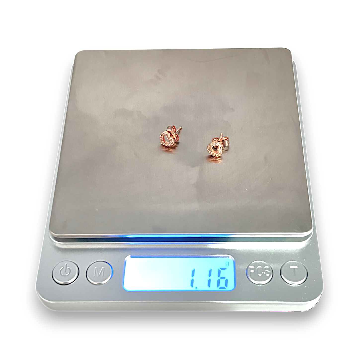 GOLD DEAL | 14ct (14K) Rose Gold Plated Silver Pandora Open Heart Stud Earrings