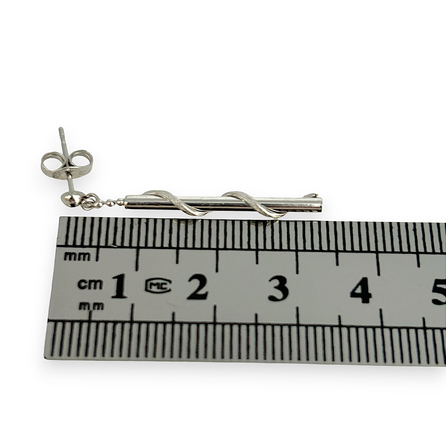 GOLD DEAL | 9ct (9K) White Gold Twisted Bar Dangle Earrings