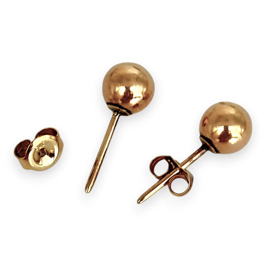 GOLD DEAL | 9ct (9K) Gold Minimalist Round Ball Stud Earrings 5.8mm