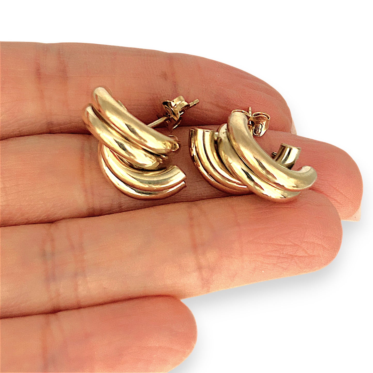 GOLD DEAL | FLASH SALE 9ct (9K) Gold Chucky Duo Hoop Stud Earrings