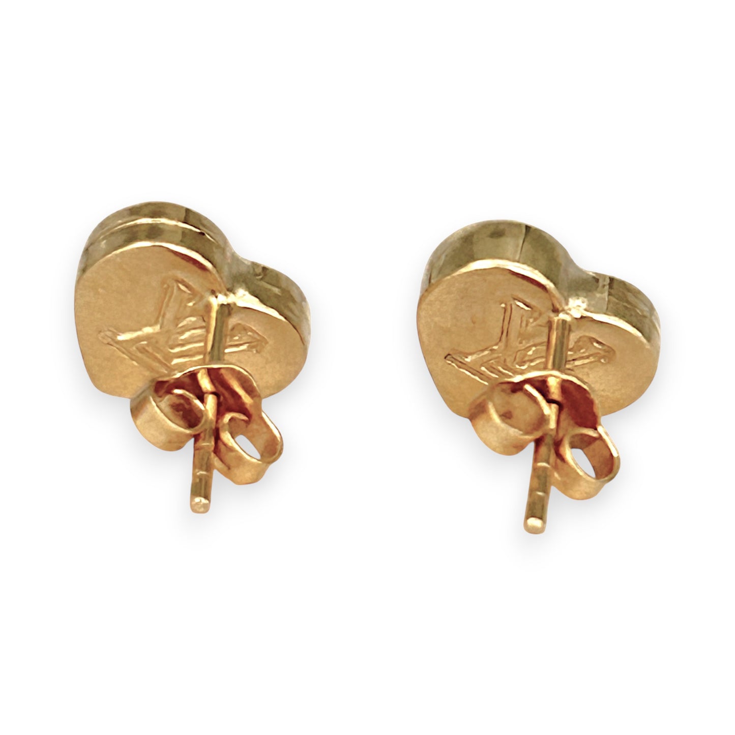 GOLD DEAL | 9ct (9K) Gold Heart Luxe Stud Earrings Refurbished