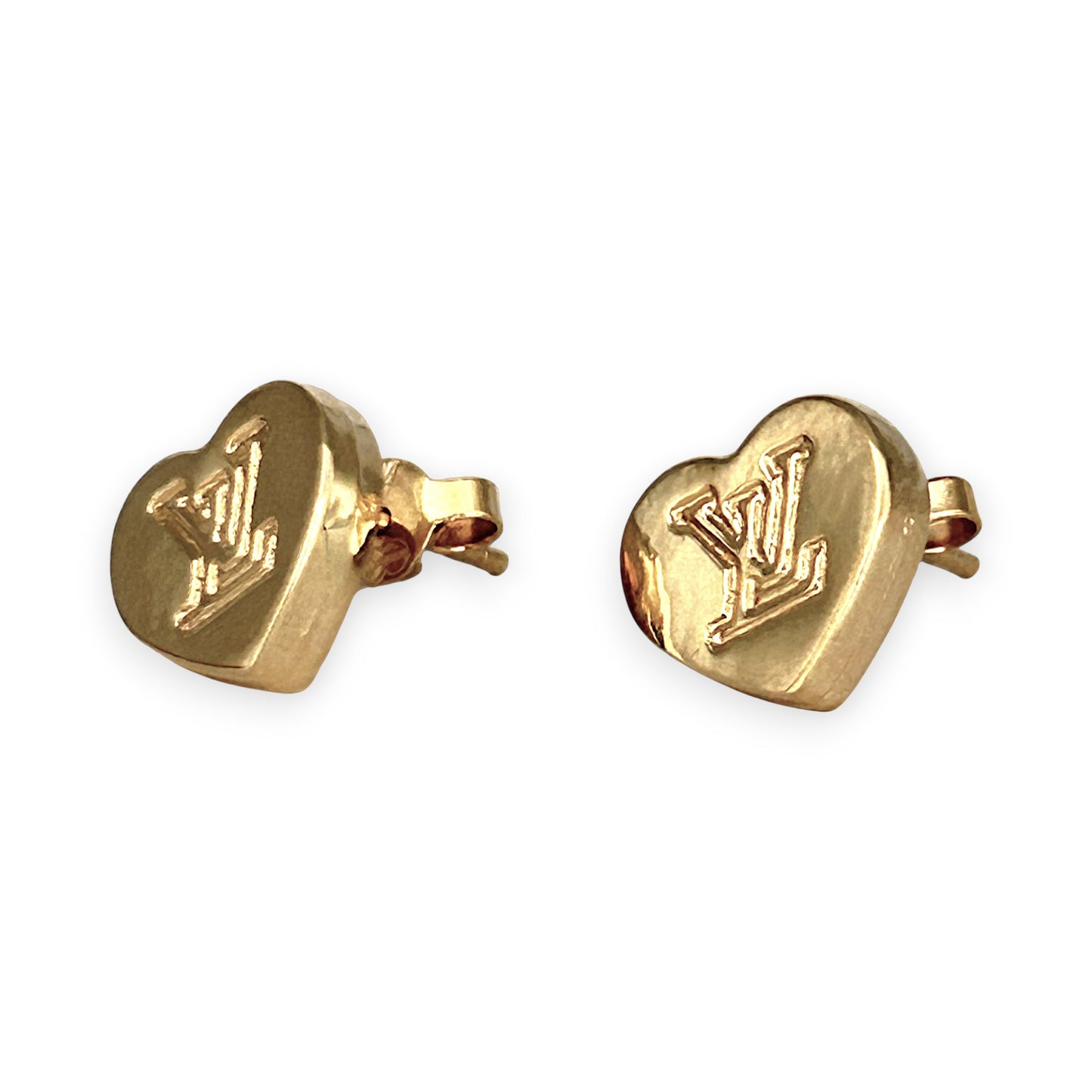 GOLD DEAL | 9ct (9K) Gold Heart Luxe Stud Earrings Refurbished