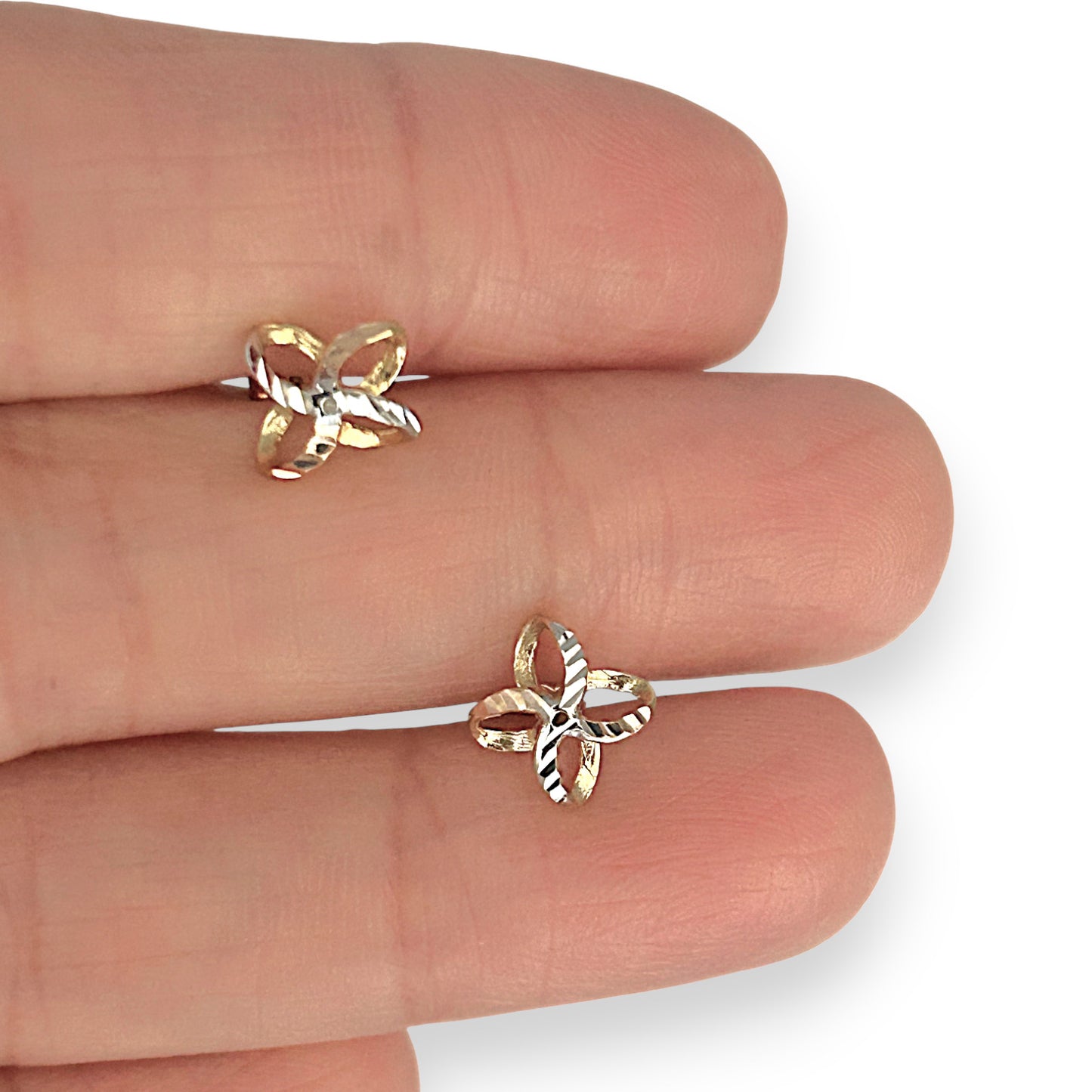 GOLD DEAL | 10K (10ct) Y/W/R Gold MICHAEL HILL Tri Tone Stud Earrings
