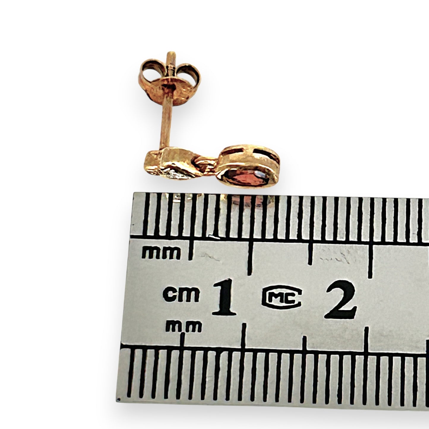 GOLD DEAL | 9ct (9K) Gold Vintage Diamond and Garnet Duo Drop Earrings