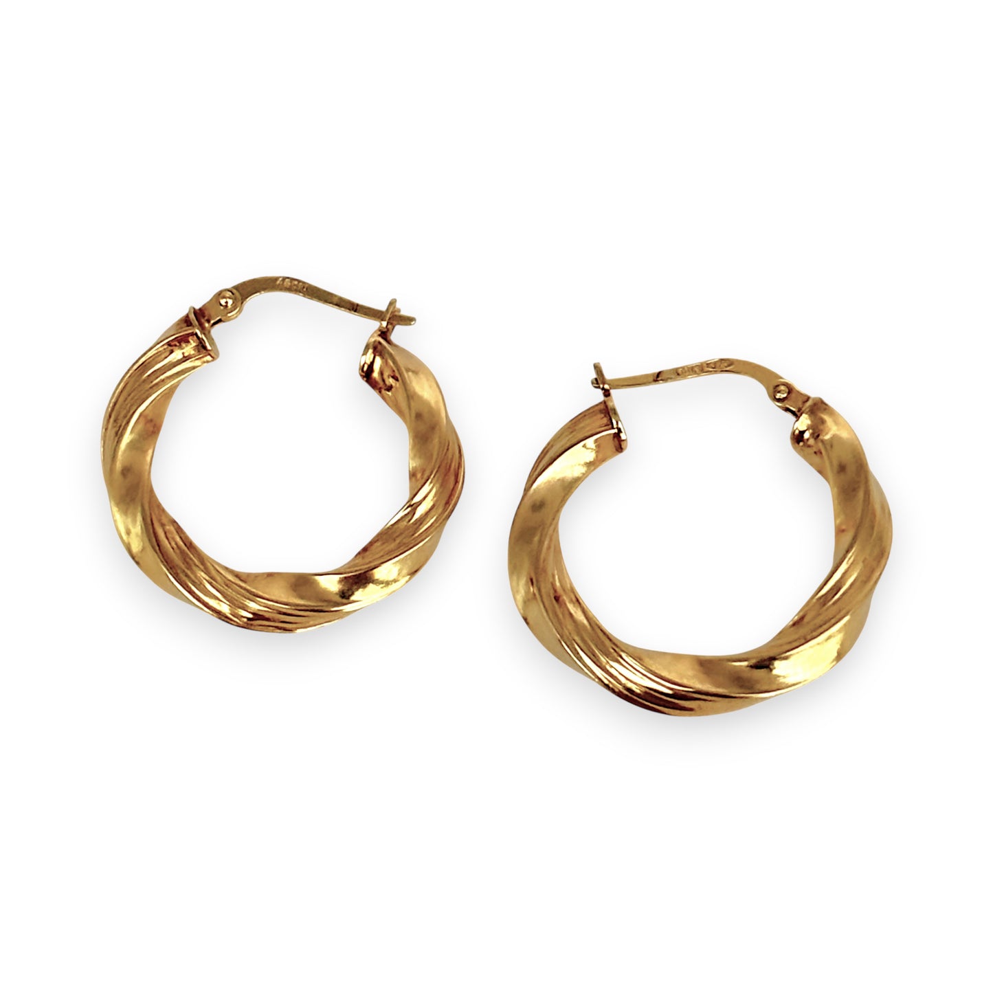 GOLD DEAL | 9ct (9K) Gold Twisted Gleam Hoop Earrings 24.4mm