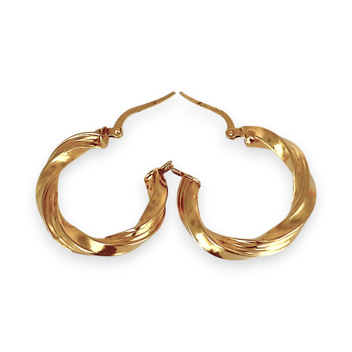 GOLD DEAL | 9ct (9K) Gold Twisted Gleam Hoop Earrings 24.4mm