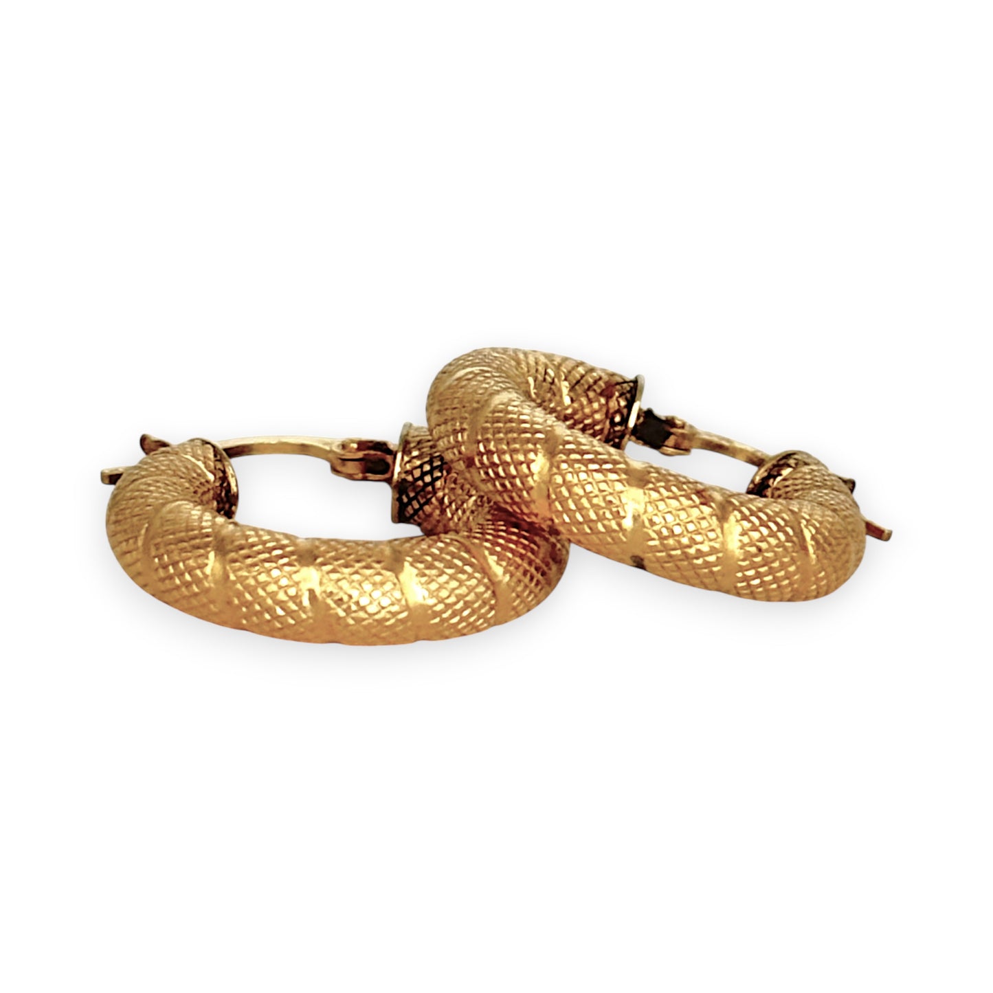 GOLD DEAL | 9ct (9K) Gold Elysian Texture Hoop Earrings 18.3mm