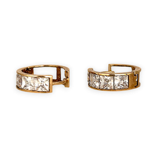 GOLD DEAL | 9ct (9K) Gold SparkleLine CZ Hoop Earrings - Reversable
