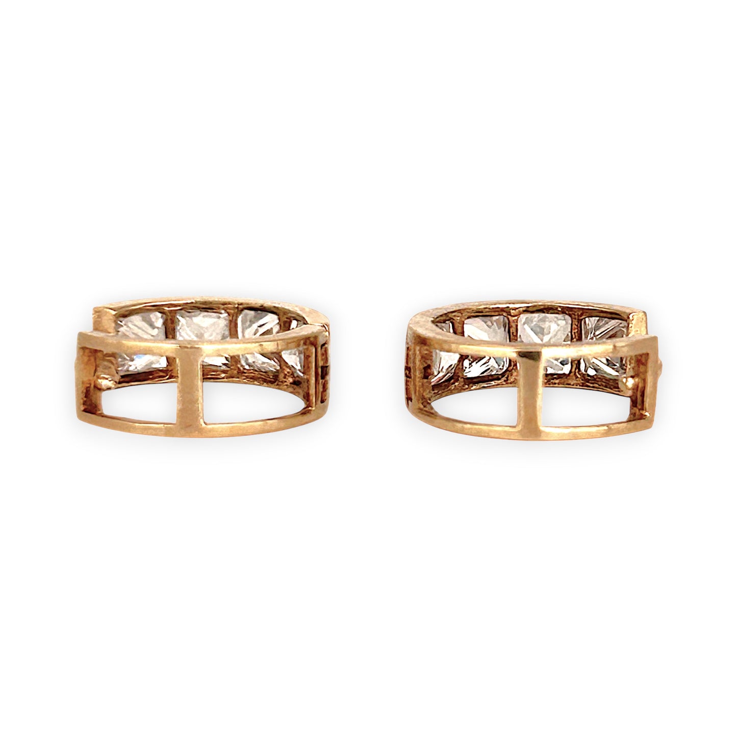 GOLD DEAL | 9ct (9K) Gold SparkleLine CZ Hoop Earrings - Reversable