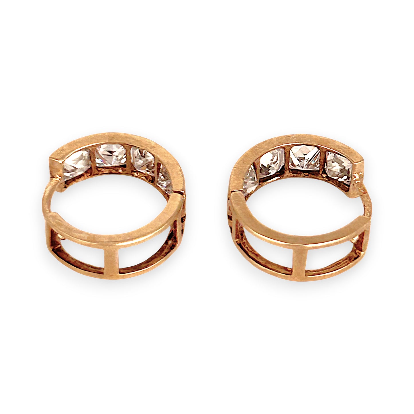 GOLD DEAL | 9ct (9K) Gold SparkleLine CZ Hoop Earrings - Reversable