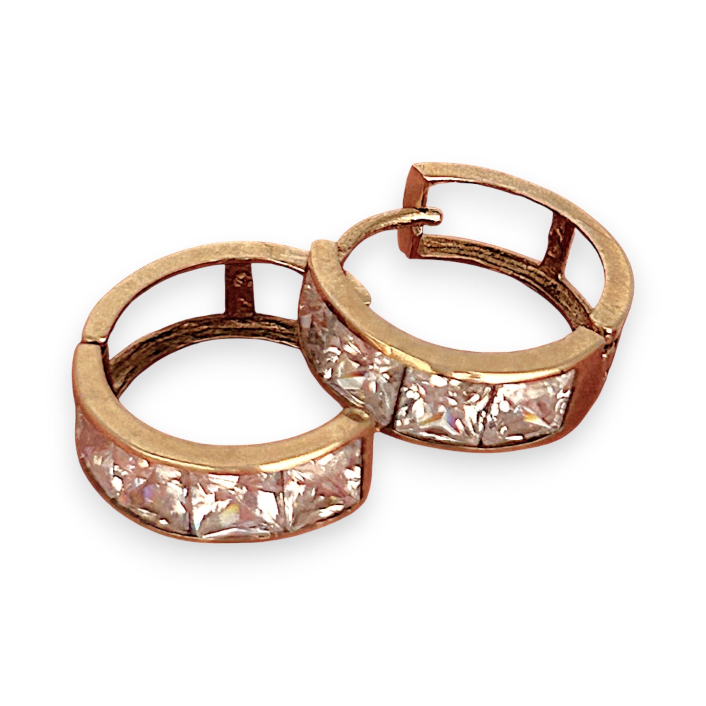 GOLD DEAL | 9ct (9K) Gold SparkleLine CZ Hoop Earrings - Reversable