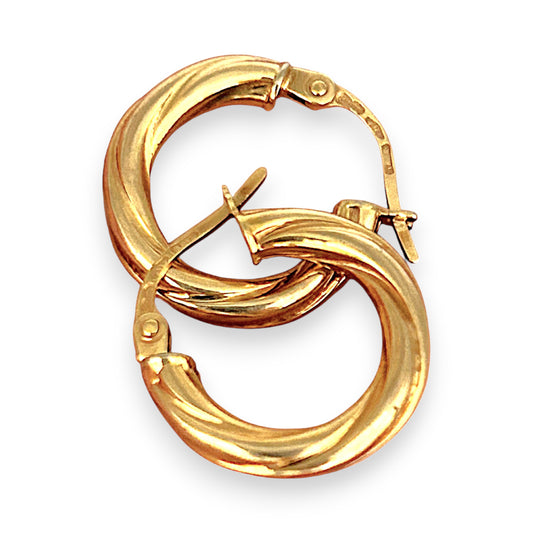 GOLD DEAL | 9ct (9K) Gold Refurbished Everyday Swirl Hoop Earrings 16.9mm x 2.9mm