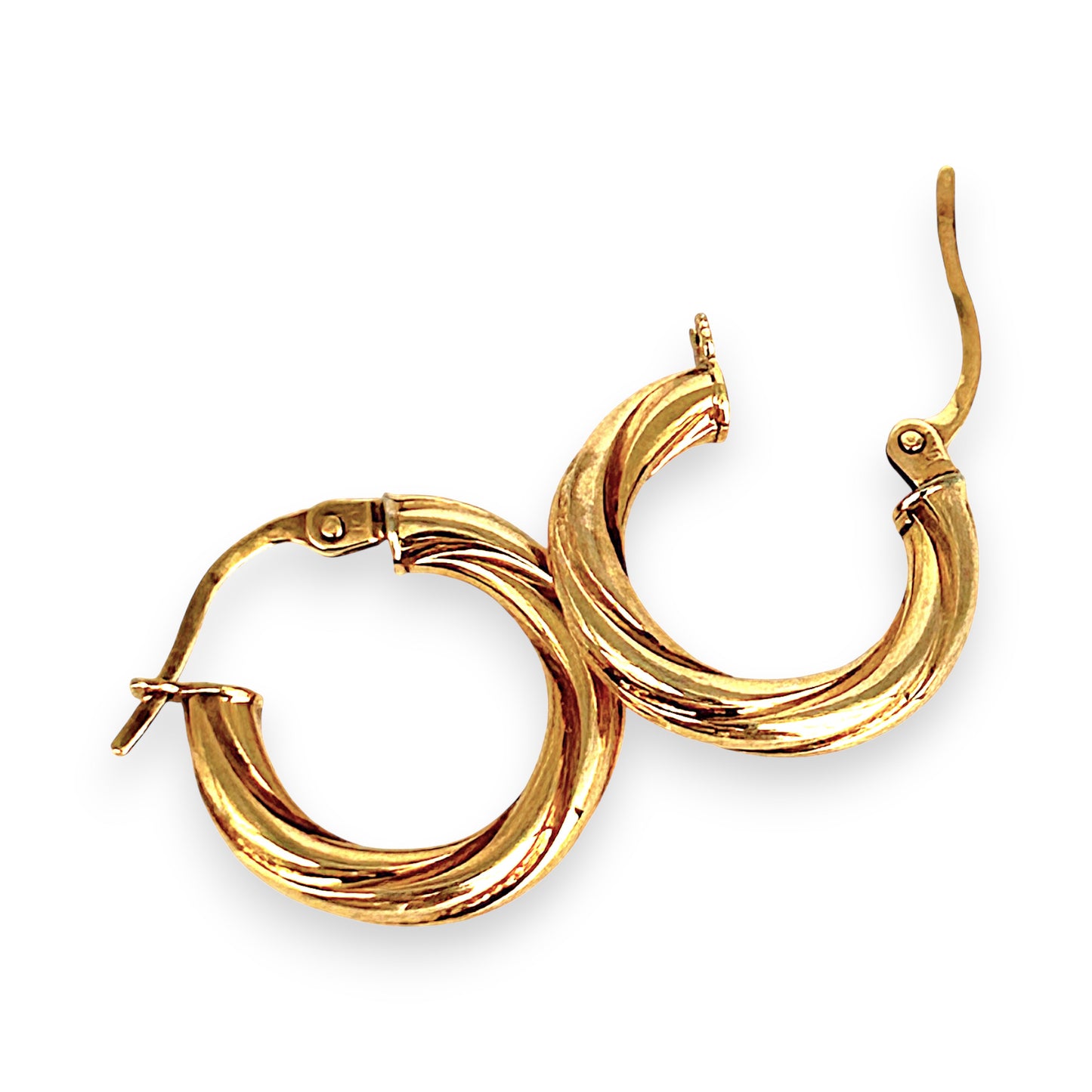 GOLD DEAL | 9ct (9K) Gold Refurbished Everyday Swirl Hoop Earrings 16.9mm x 2.9mm