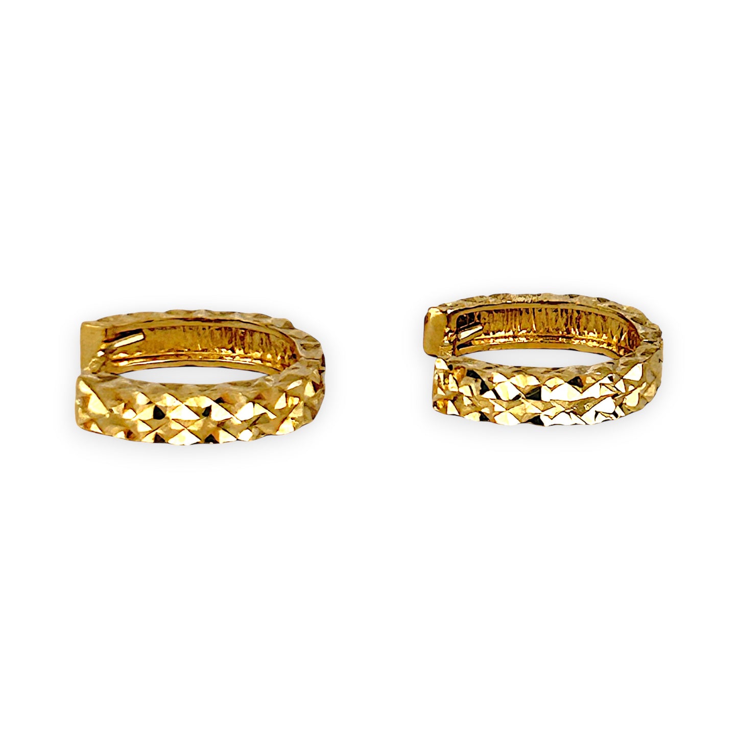 GOLD DEAL | 9ct (9K) Gold Refurbished Textured Huggie Earrings 12.5mm x 3.0mm