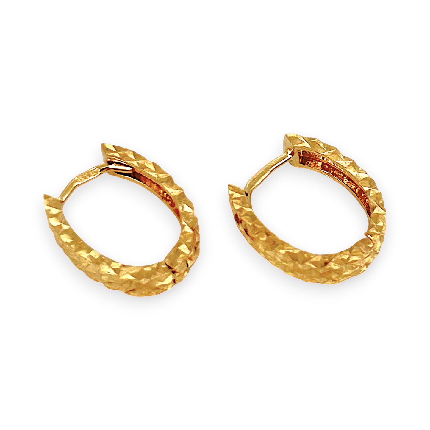 GOLD DEAL | 9ct (9K) Gold Refurbished Textured Huggie Earrings 12.5mm x 3.0mm