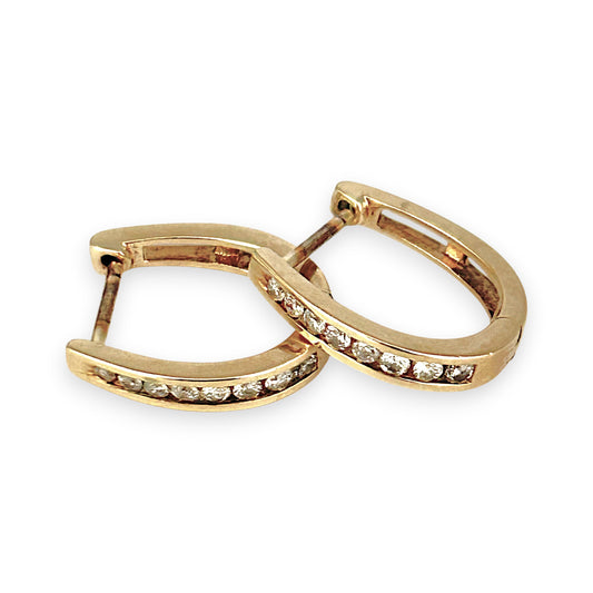 GOLD DEAL | 10ct (10K) (10ct) Gold MICHAEL HILL Huggie Hoop Earrings with Diamonds