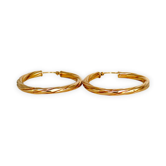 GOLD DEAL | 9ct (9K) Gold Bold Ripple Hoop Earrings 30.7mm