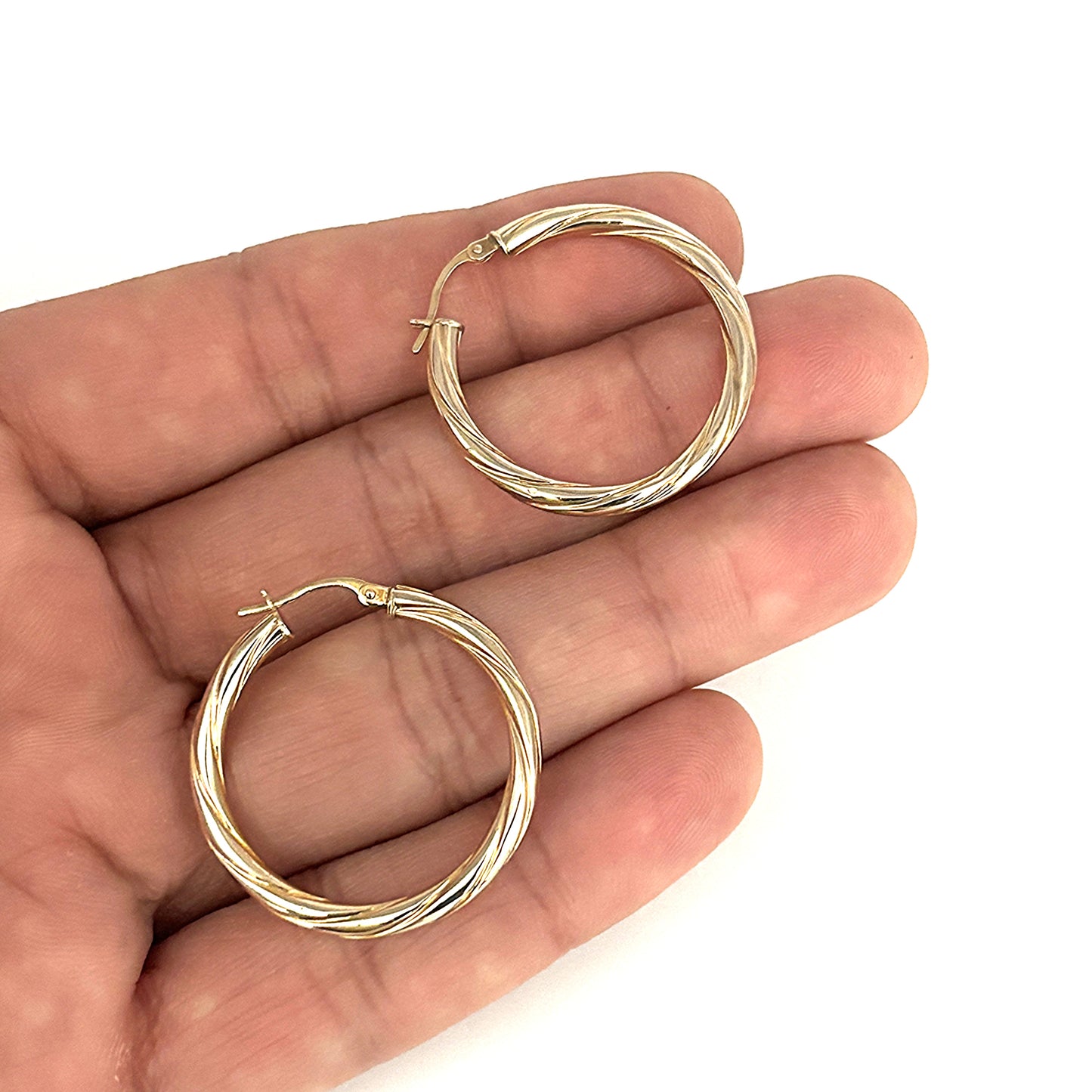 GOLD DEAL | 9ct (9K) Gold Bold Ripple Hoop Earrings 30.7mm
