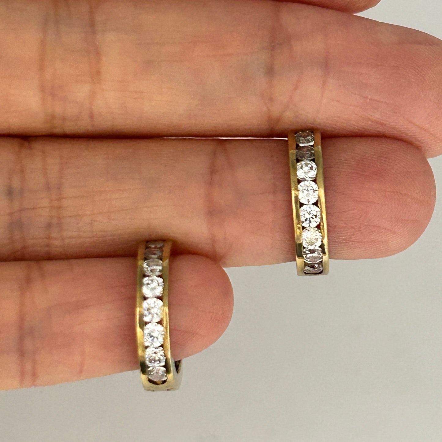 GOLD DEAL | FLASH SALE 9ct (9K) Gold CZ Huggie Hoop Earrings