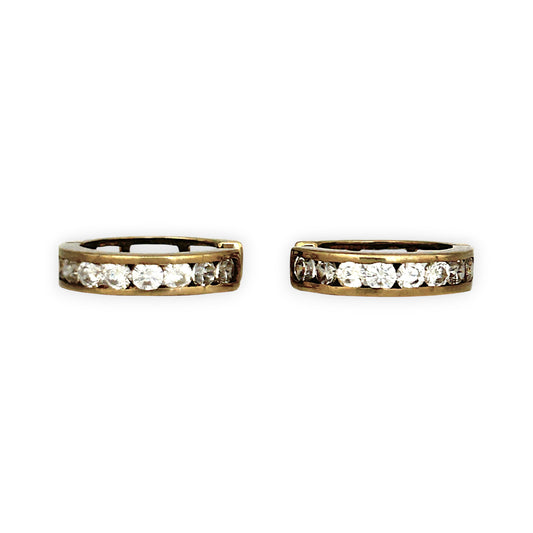 GOLD DEAL | 9ct (9K) Gold CZ Huggie Hoop Earrings