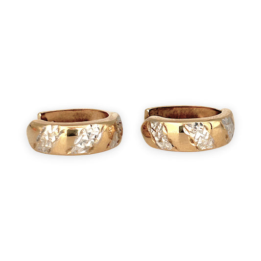 GOLD DEAL | 9ct (9K) Y/W Gold Dual Glow Hoop Earrings - Refurbished