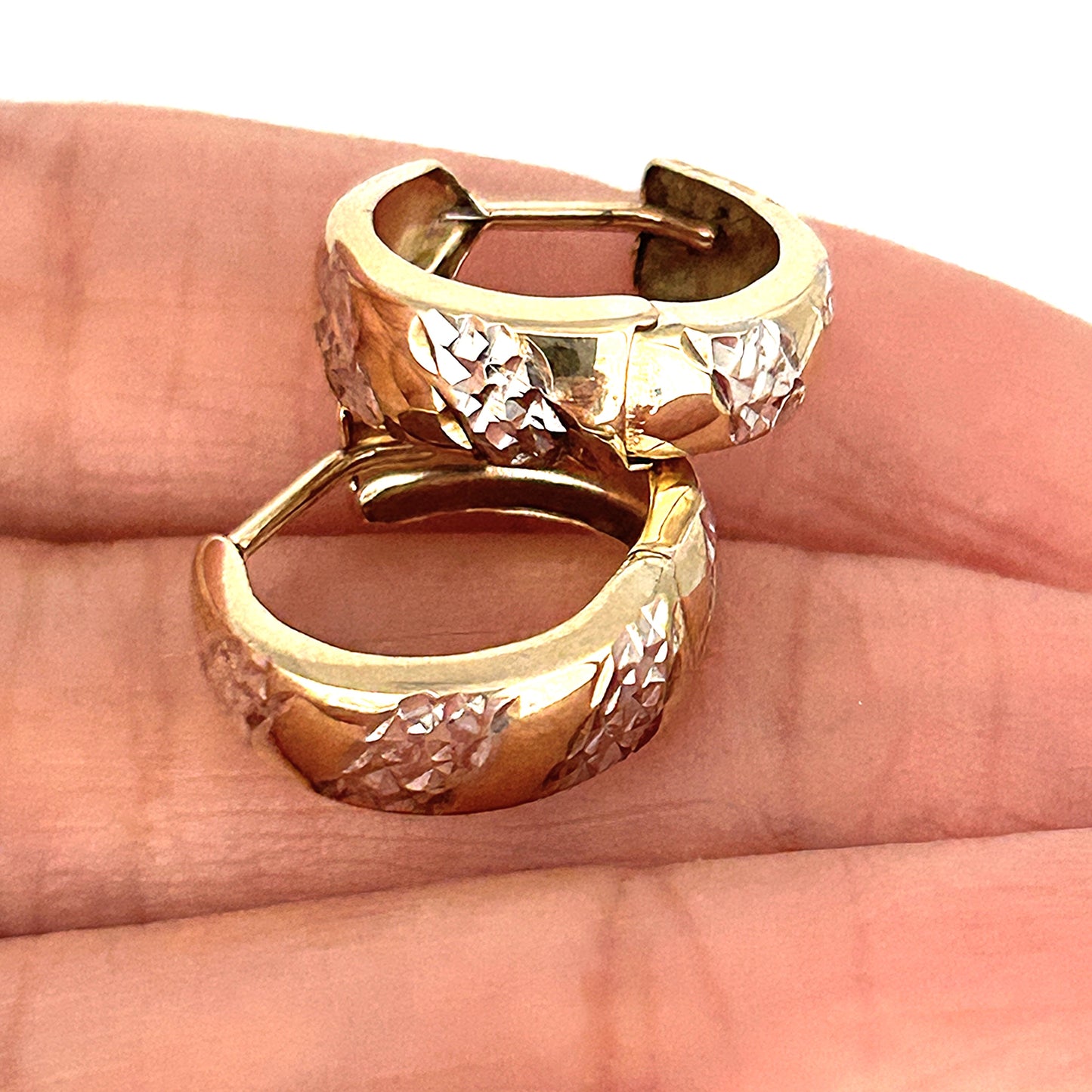 GOLD DEAL | 9ct (9K) Y/W Gold Dual Glow Hoop Earrings - Refurbished