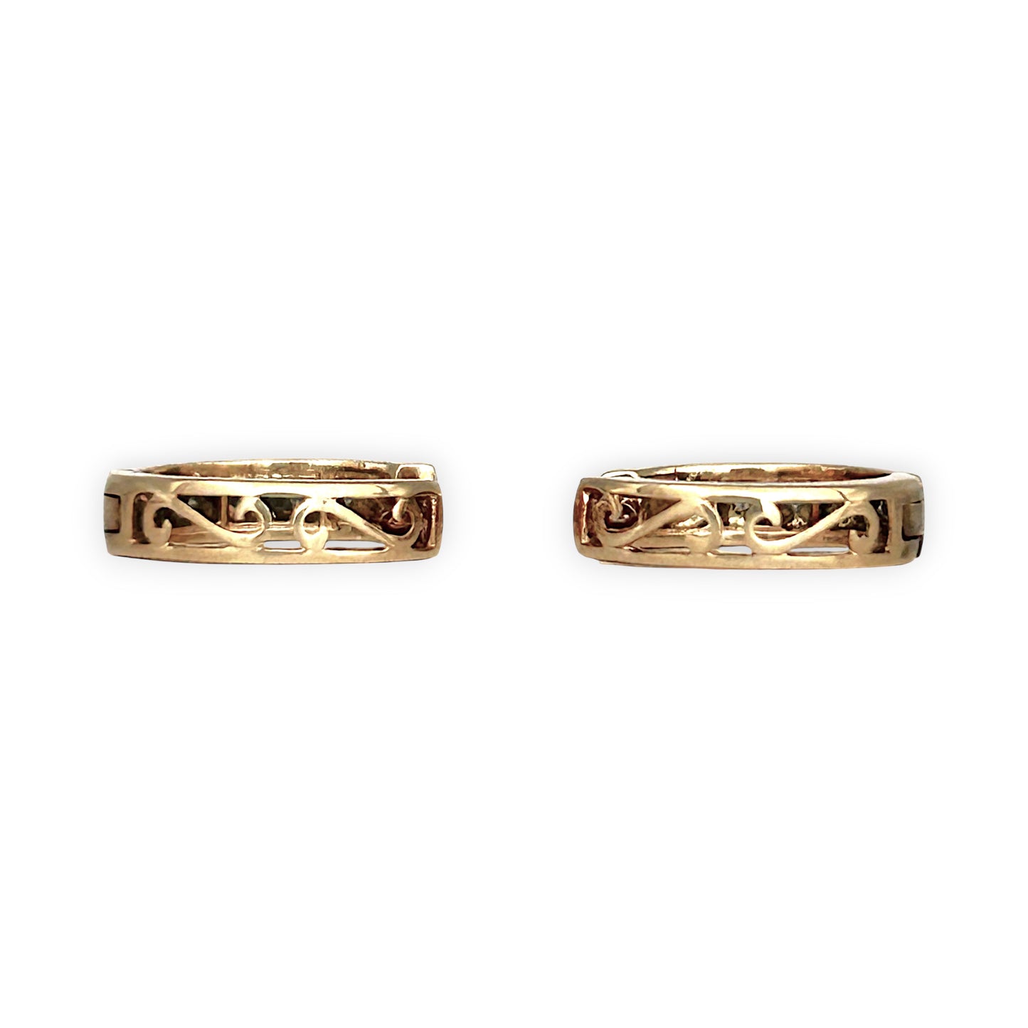 GOLD DEAL | 9K (9ct) Gold Reversible Huggie Hoop Earrings with Diamonds