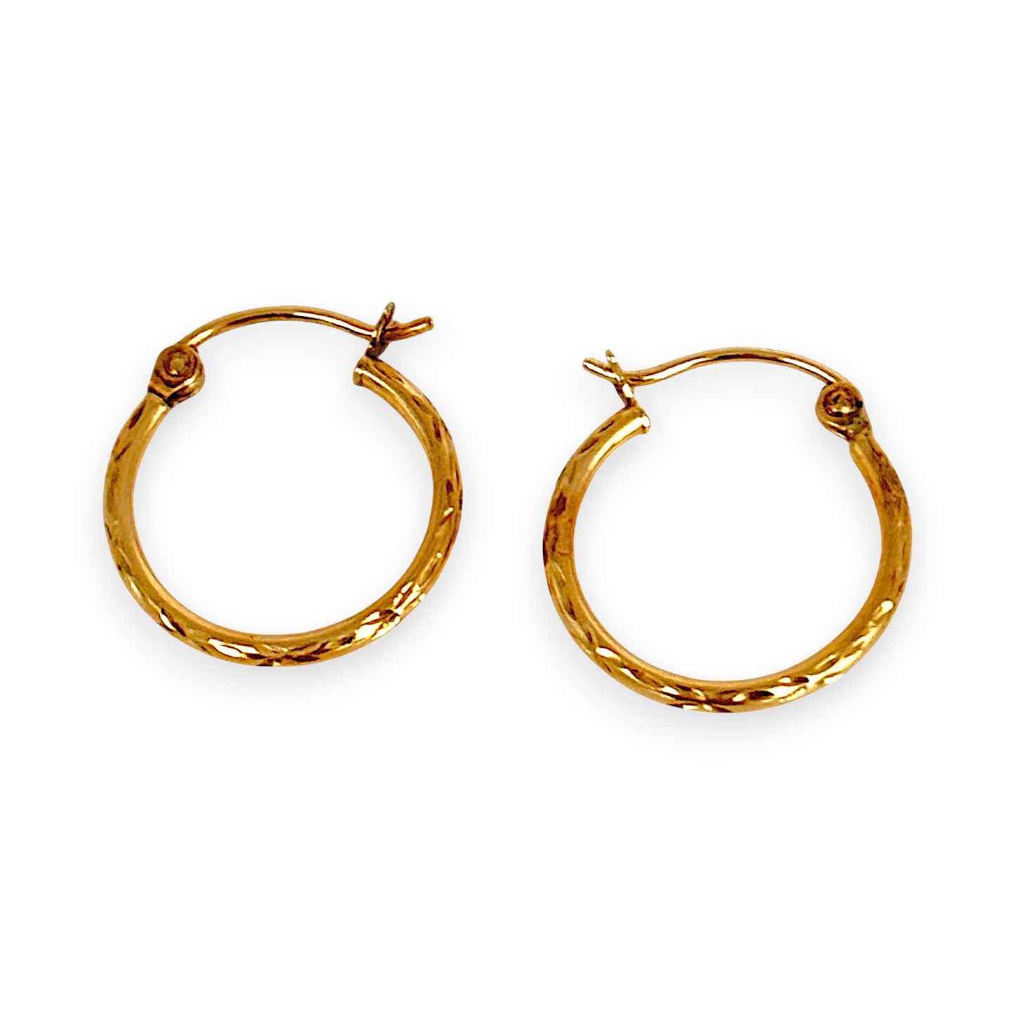 GOLD DEAL | 9ct (9K) Gold Everyday Textured Hoop Earrings 15.4mm