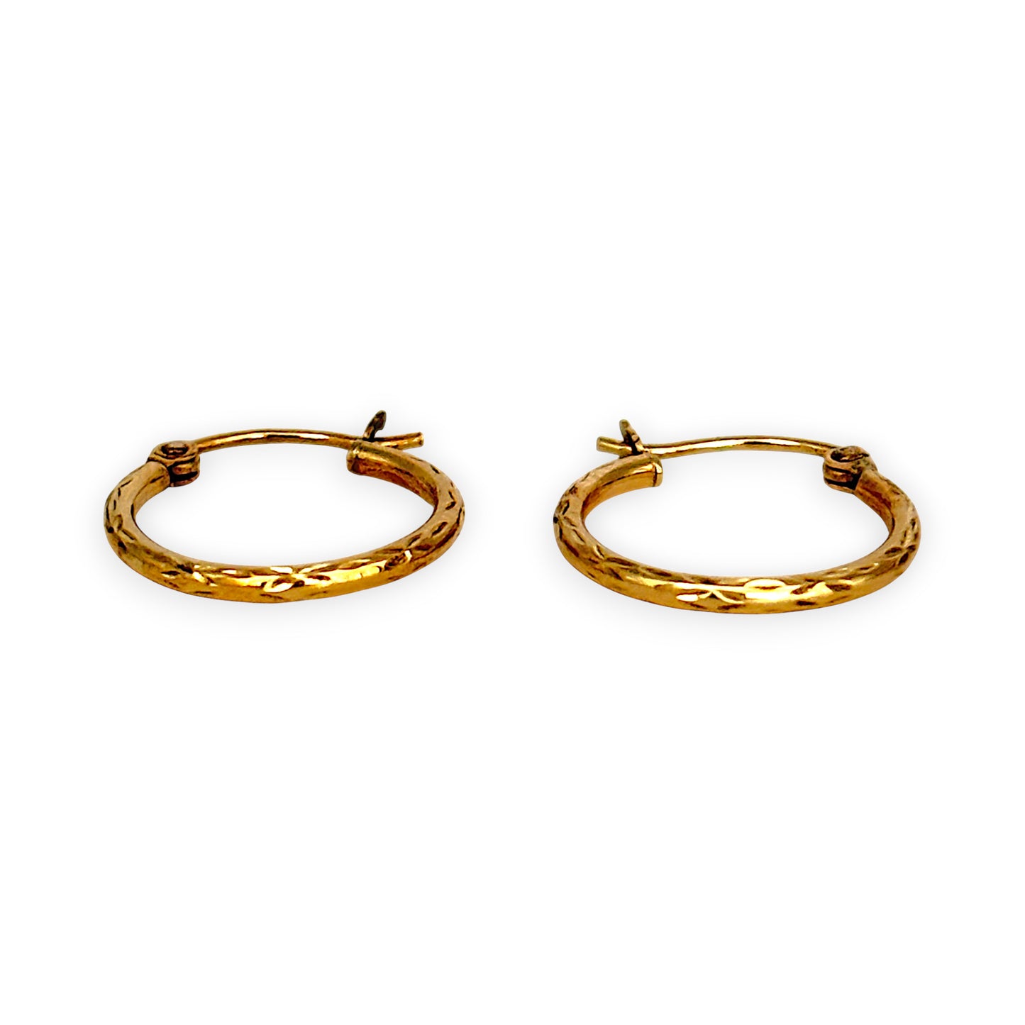 GOLD DEAL | 9ct (9K) Gold Everyday Textured Hoop Earrings 15.4mm