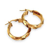 GOLD DEAL | 9ct (9K) Gold Sculpted Shine Hoop Earrings 23.7mm x 5.8mm
