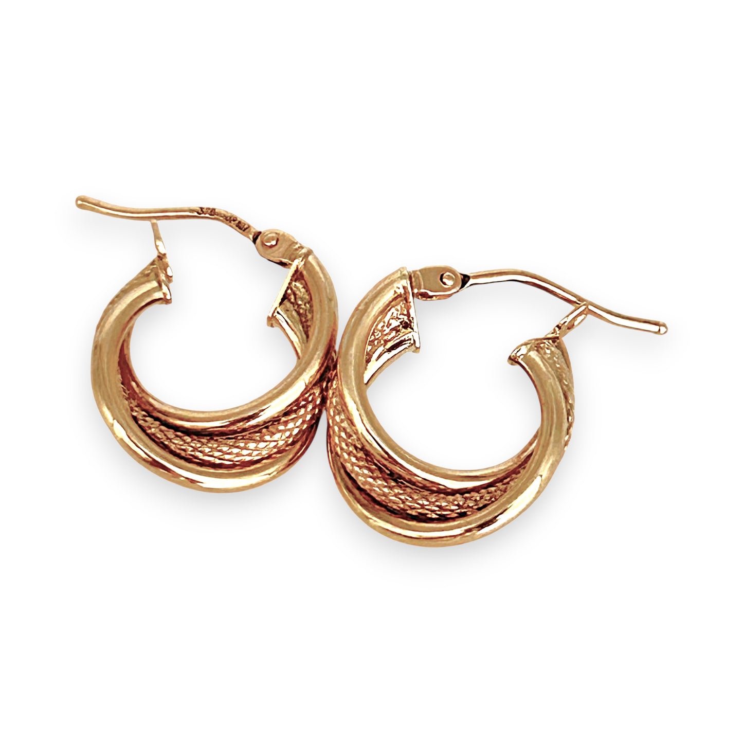 GOLD DEAL | 9ct (9K) Gold Braided Glow Hoop Earrings - Refurbished