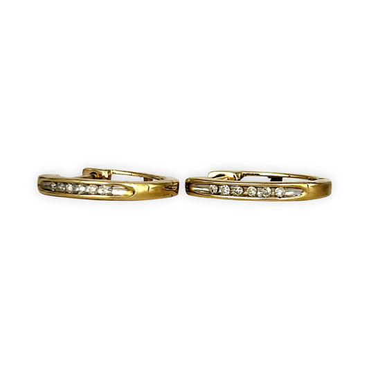 GOLD DEAL | 9ct (9K) Gold Refurbished Classic Huggie Earrings with Diamonds