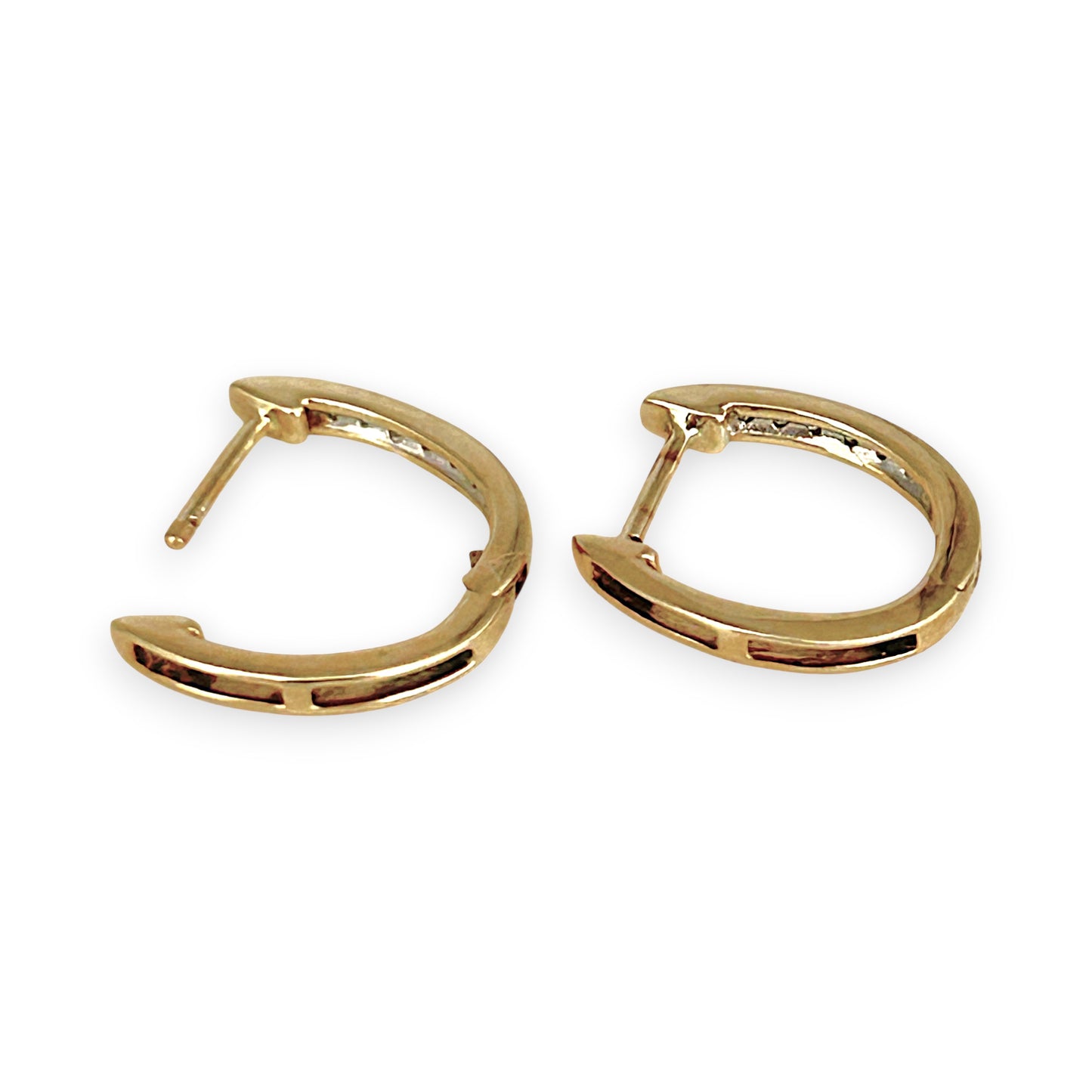 GOLD DEAL | 9ct (9K) Gold Refurbished Classic Huggie Earrings with Diamonds