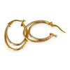 9ct Gold Twin Oval Plain Hoop Earrings. R # 1143