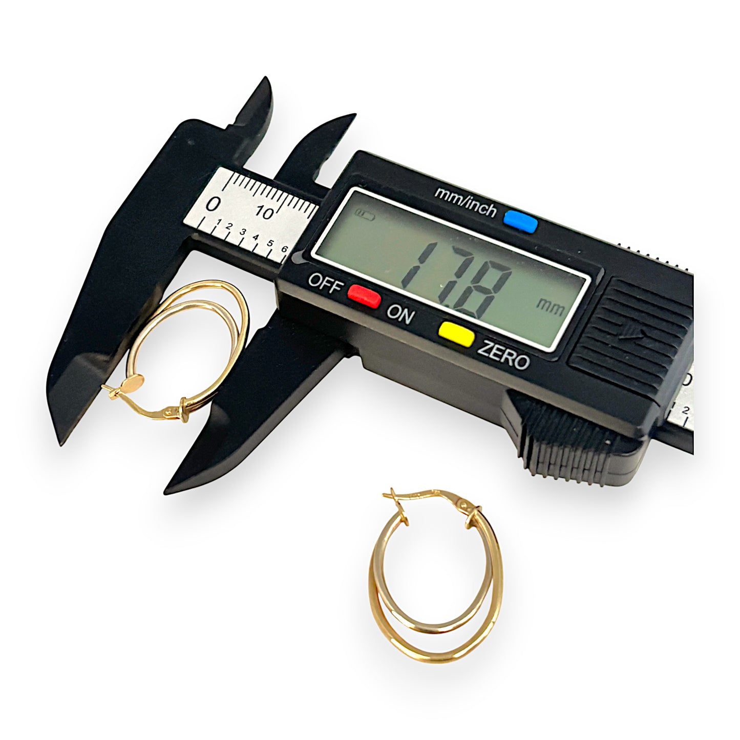 9ct Gold Twin Oval Plain Hoop Earrings. R # 1143