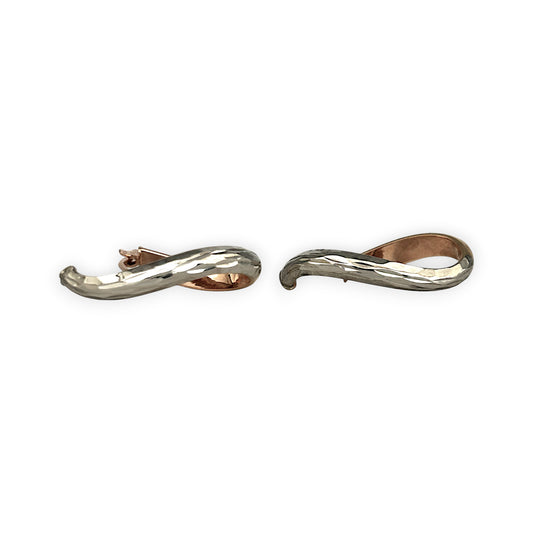 GOLD DEAL | 9ct (9K) R/W Gold Two Tone Modern Grace Twisted Oval Earrings