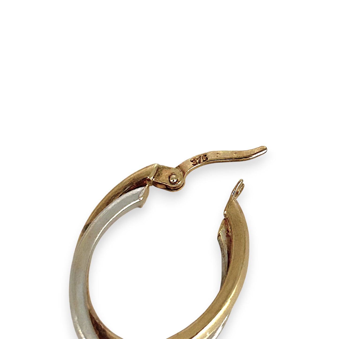 GOLD DEAL | 9ct (9K) Y/W Gold Two Tone Oval Hoop Earrings