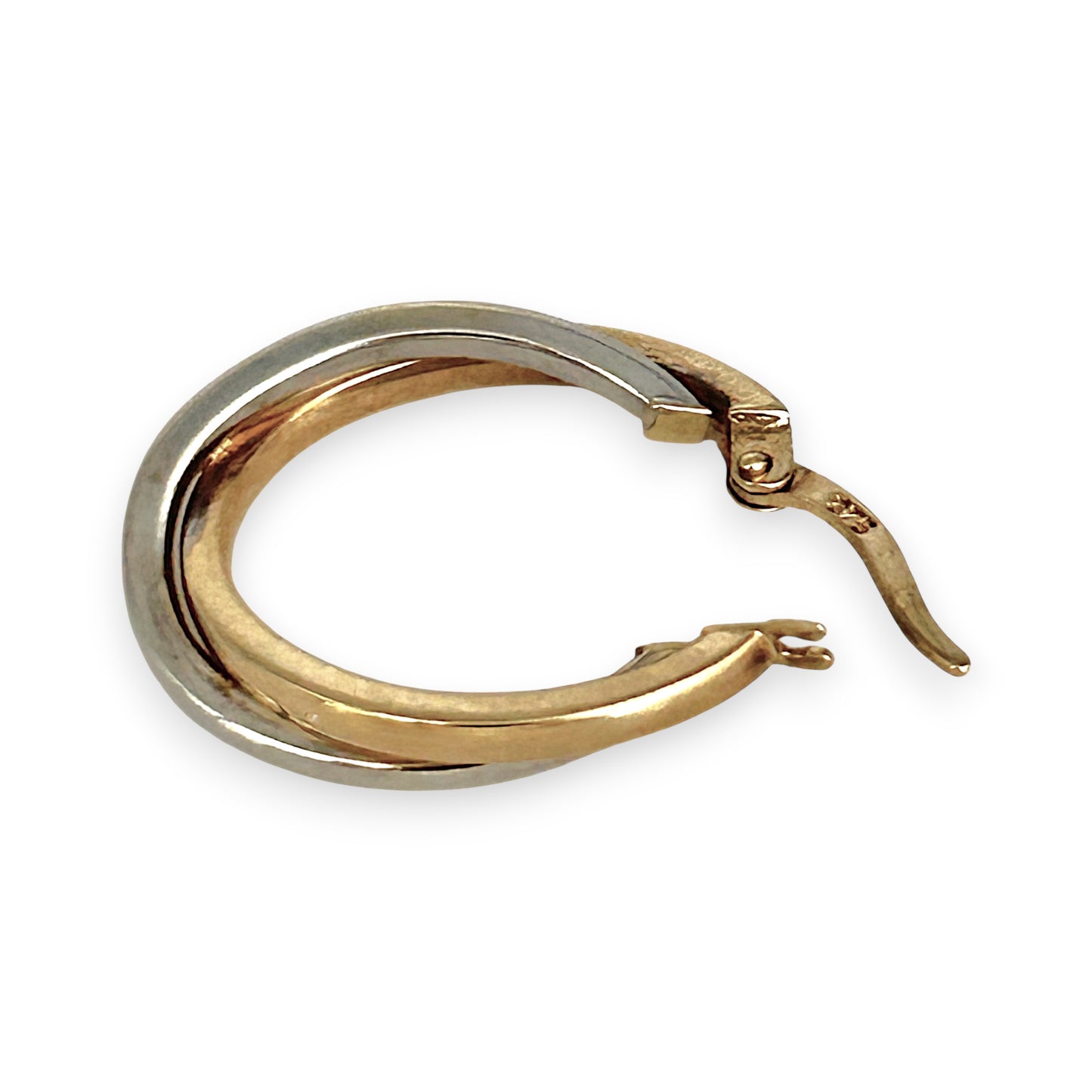 GOLD DEAL | 9ct (9K) Y/W Gold Two Tone Oval Hoop Earrings