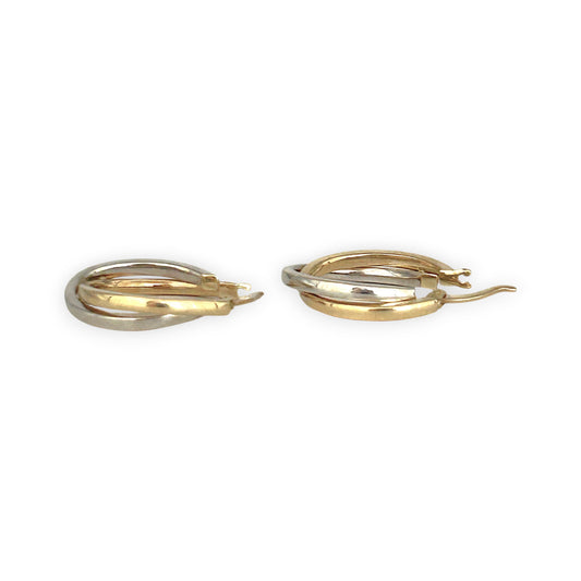 GOLD DEAL | 9ct (9K) Y/W Gold Two Tone Oval Hoop Earrings
