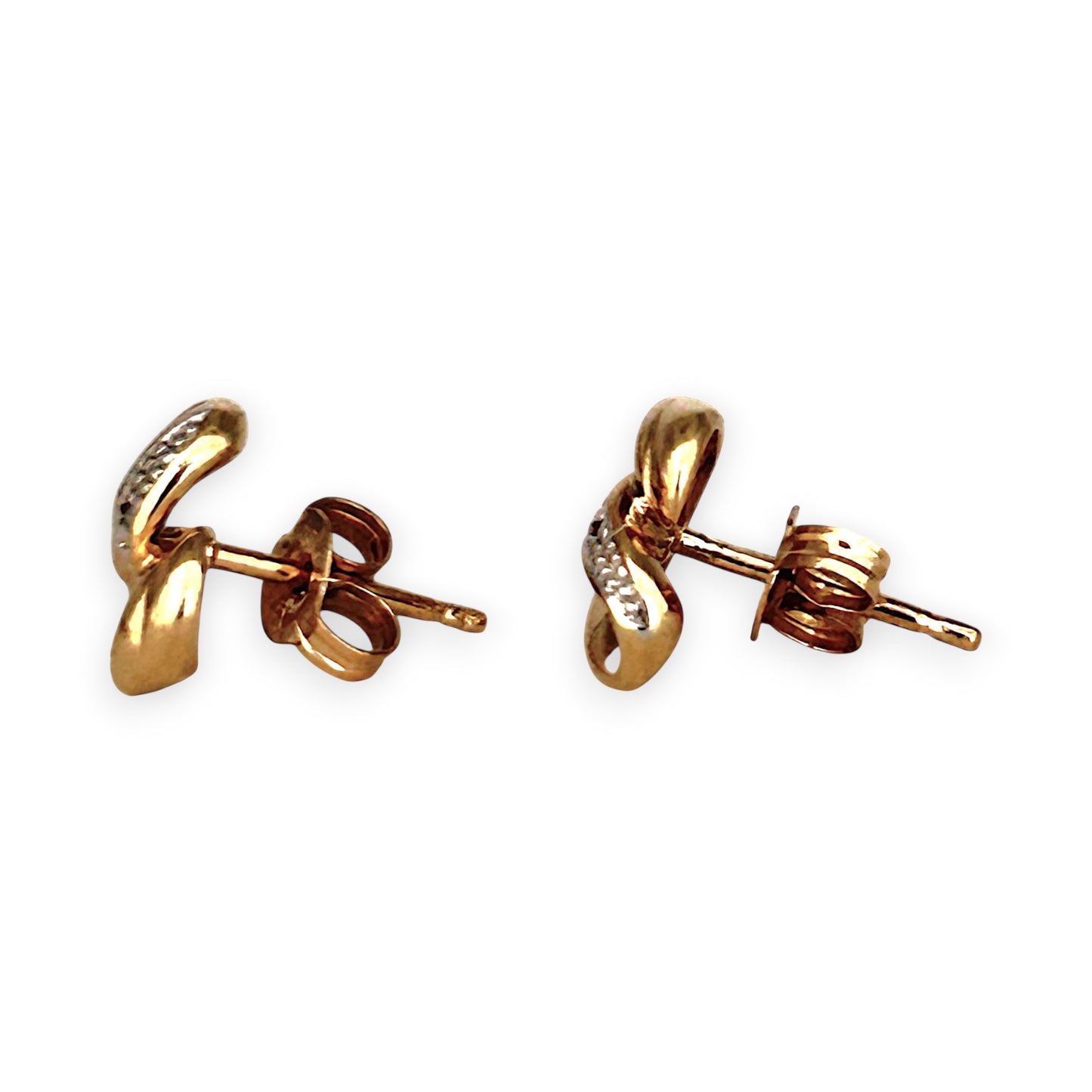 GOLD DEAL | 9ct (9K) Y/W Gold The Celeste Hearts Stud Earrings - Refurbished