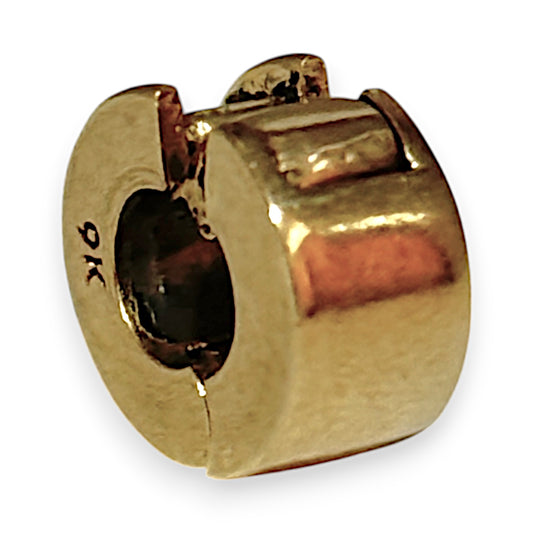 9ct Gold Plain Round Solid Gold Clip Charm. R # 1153