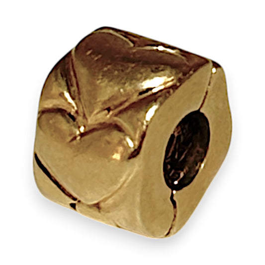 14K Gold Pandora Hearts Solid Gold Clip Charm. R # 1156
