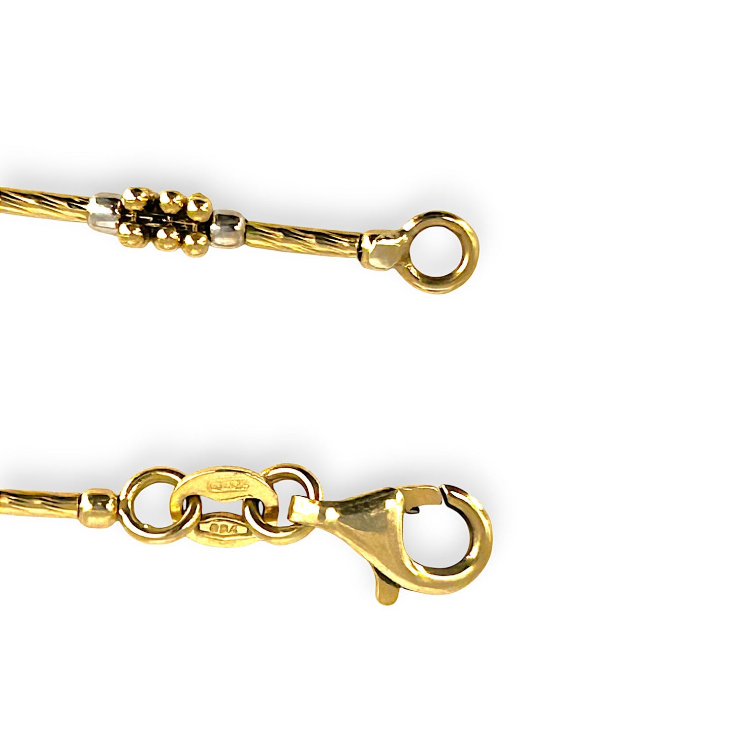 GOLD DEAL | 18ct (18K) Gold Y/W Two Tone Channel & Beads Bracelet Length 19.5cm