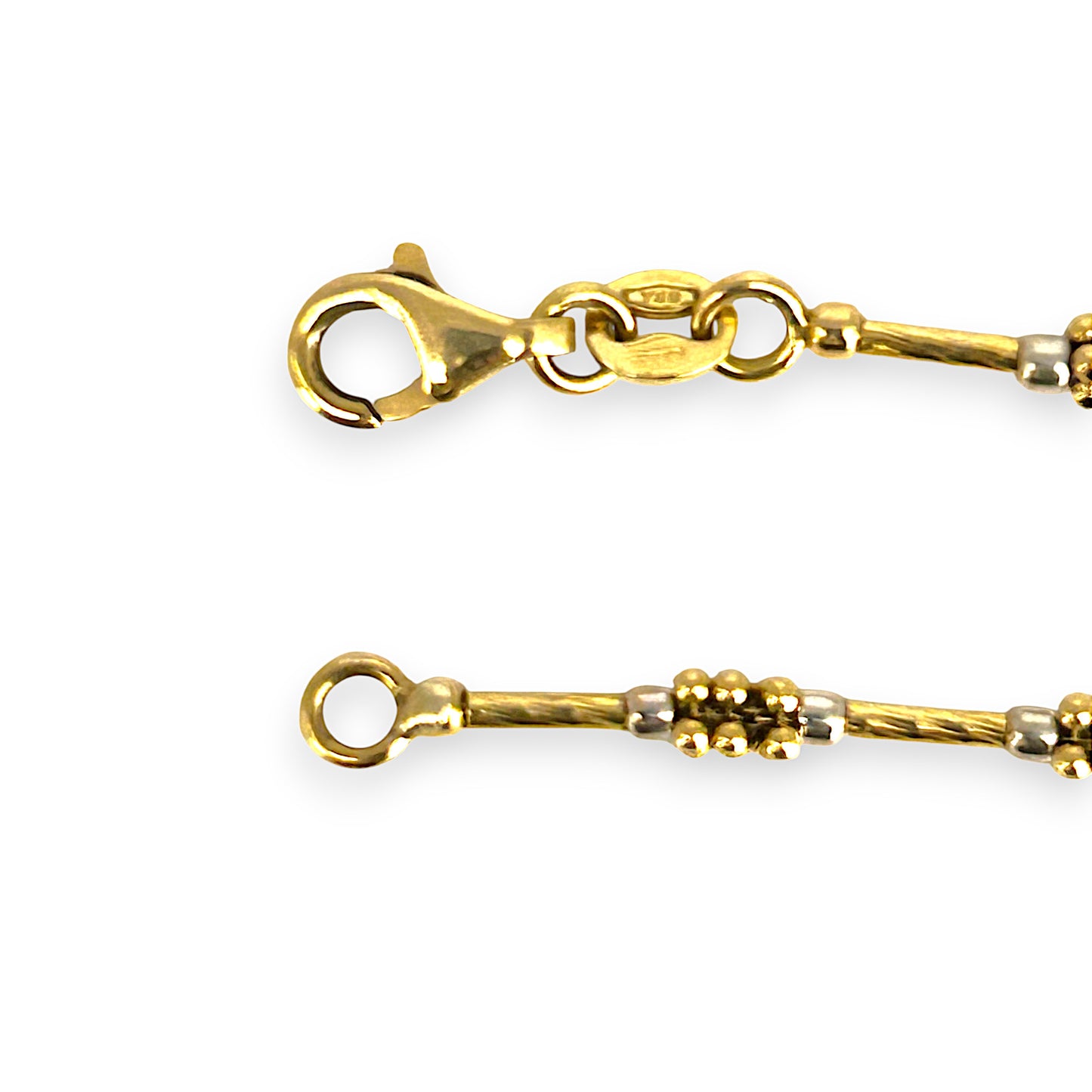 GOLD DEAL | 18ct (18K) Gold Y/W Two Tone Channel & Beads Bracelet Length 19.5cm