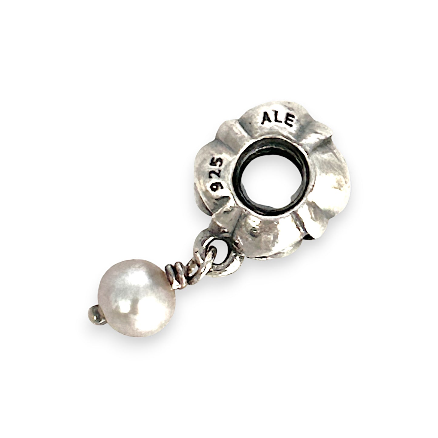 SILVER DEAL | Pandora Sterling Silver Dangle Charm - Bloom Gray Pearl