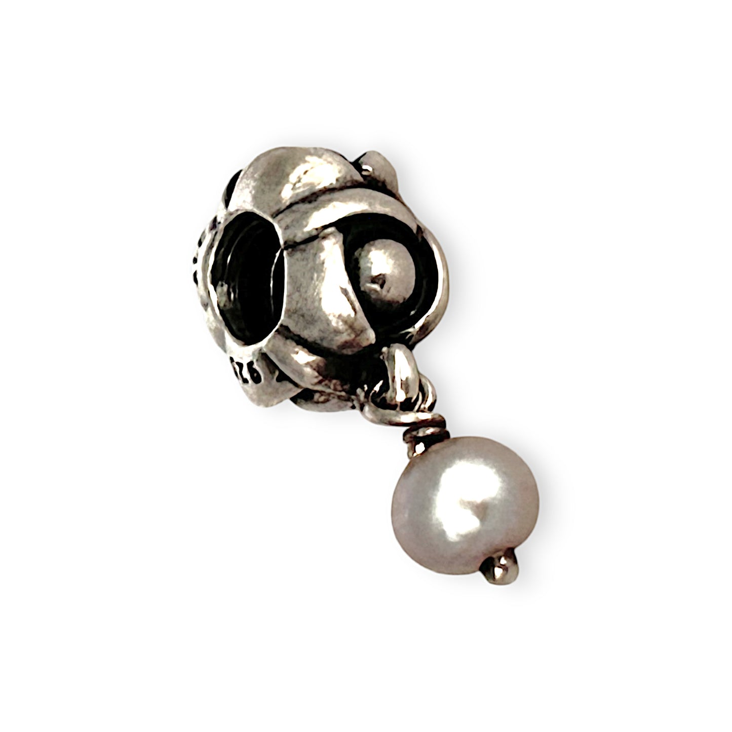 SILVER DEAL | Pandora Sterling Silver Dangle Charm - Bloom Gray Pearl