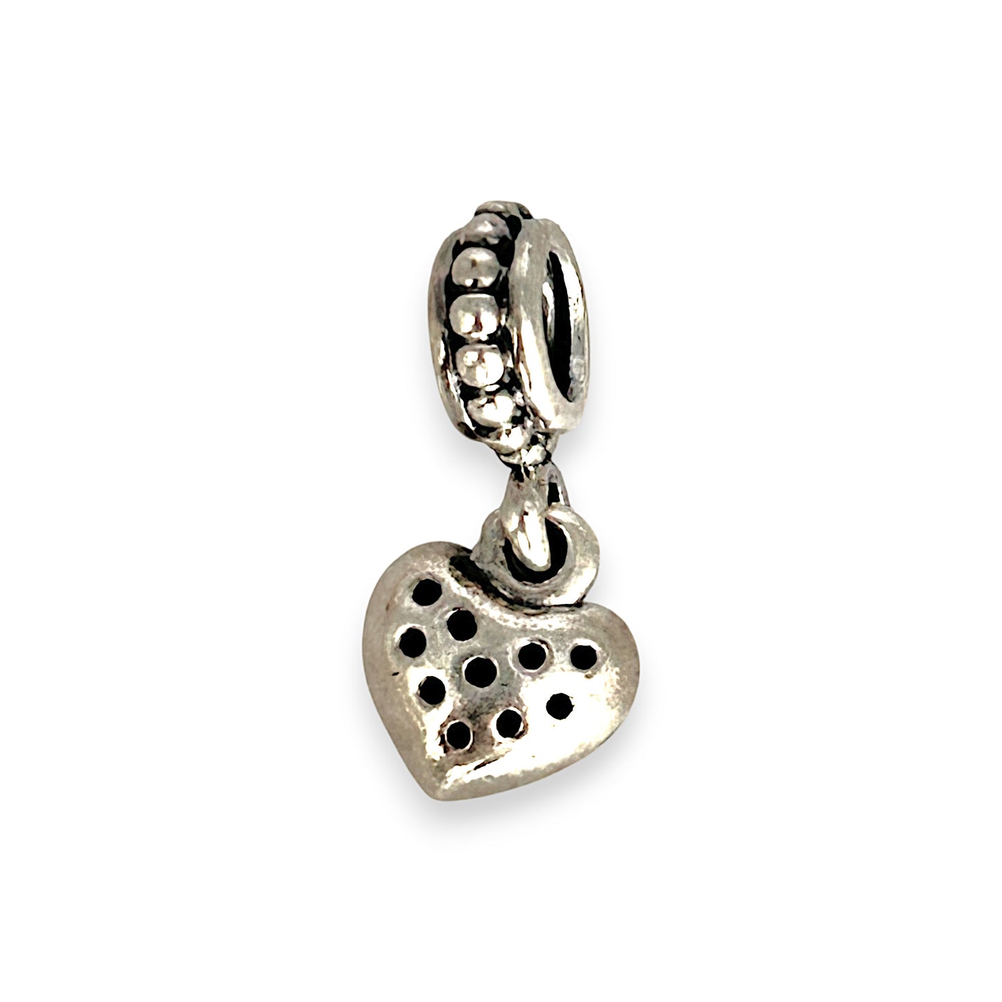SILVER DEAL | Sterling Silver Charm - Black Pave Heart