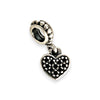 SILVER DEAL | Sterling Silver Charm - Black Pave Heart